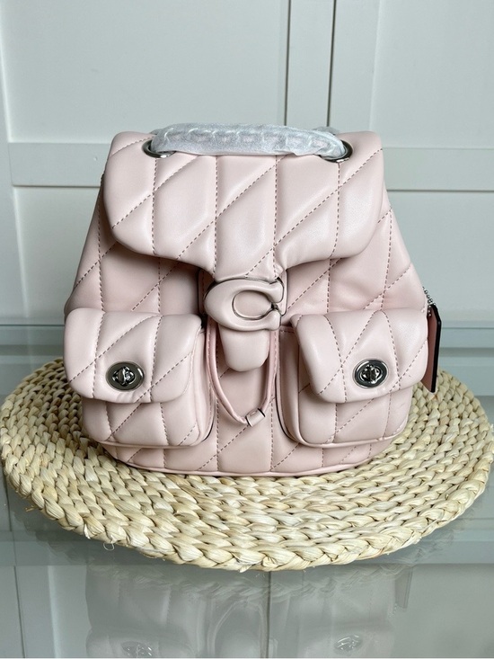 Coach Handbags - Coach Quilted Pale Pink Leather Backpack with Front Pockets